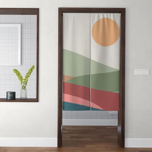 Miniatura 5 de Sun Mountain - Cortina japonesa para puerta, tapiz Noren de arte moderno para colgar en la pared, decoración del hogar, cortinas de tamaños