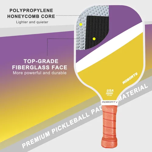 Miniatura 2 de AOBORTY USAPA - Paquete de 4 palas de pickleball – Juego de 4 raquetas de grafito claro de primera calidad con cara de fibra y polímero con núcleo
