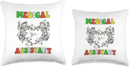 Miniatura 3 de Medical Assistant CMA Skeleton Hand Christmas Heartbeat Throw Pillow