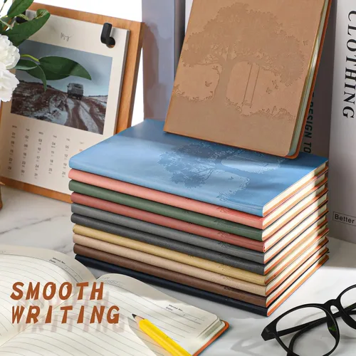 Miniatura 5 de TaoBary 12 diarios de piel sintética A5 a granel, coloridos diarios forrados con árboles, cuaderno de piel sintética suave, cuaderno de escritura a