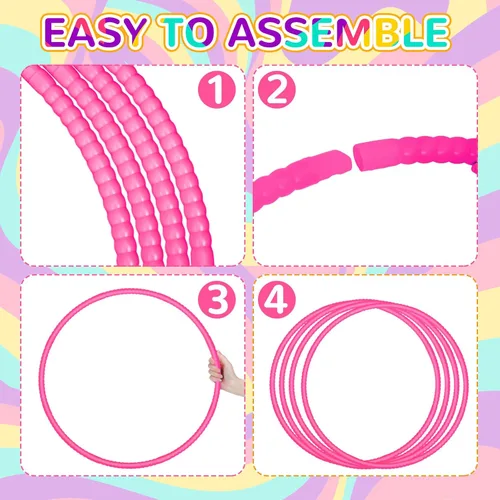 Miniatura 3 de Shappy - 6 piezas de aros de ejercicio desmontables ajustables, juguete de plástico, juguetes de patio de juegos, aros circulares