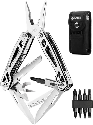 Miniatura 11 de Pinzas multiherramienta 18 en 1, multiusos, cuchillo de bolsillo, de acero inoxidable duradero, multiherramienta para supervivencia, camping, caza