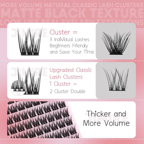 Miniatura 3 de Extensiones de pestañas en racimo naturales, racimos de pestañas suaves de 9-12 mm, pestañas individuales de volumen, 132 piezas, racimos