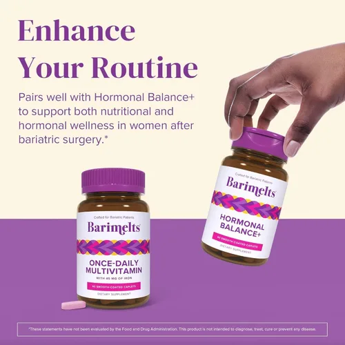 Miniatura 8 de BariMelts Multivitamínico bariátrico una vez al día con hierro, 60 comprimidos recubiertos fáciles de tragar (suministro para 2 meses)