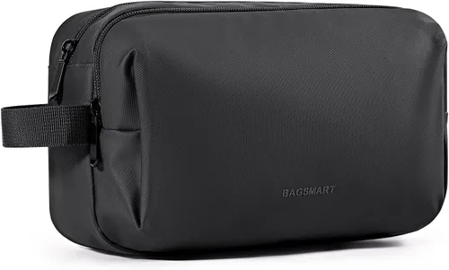 Miniatura 14 de Bolsa de aseo Bagsmart para hombres, organizador de artículos de viaje, kit Dopp resistente al agua, bolsa de afeitado para accesorios de aseo, Beige