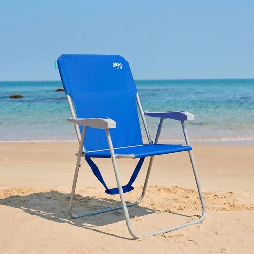 #WEJOY Silla de playa plegable para adultos, silla de playa ligera con correas para el hombro, sillas de camping de respaldo alto con reposabrazos