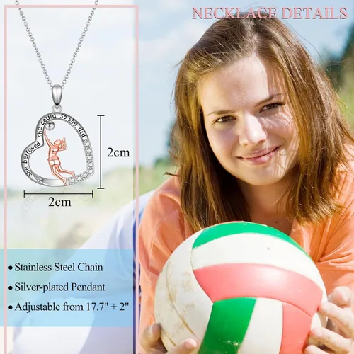 Miniatura 4 de ACOGVN Collar de voleibol para adolescentes y mujeres, regalos de noche de voleibol para jugadores de voleibol, amantes del voleibol, entrenador