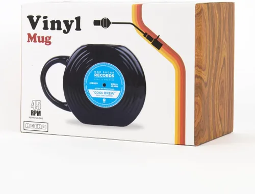 Miniatura 5 de Gift Republic Taza de café retro con diseño de disco de vinilo, regalo para amantes de la música, regalo grande y retro, regalo de cumpleaños