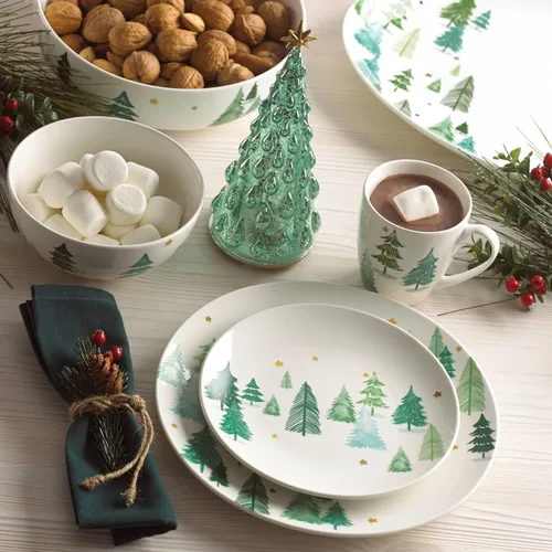 Miniatura 8 de Lenox 893565 Balsam Lane - Juego de vajilla de 12 piezas, verde, Navidad, alojamiento navideño
