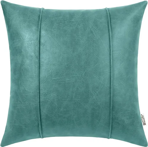 Miniatura 27 de BRAWARM Fundas de Almohada Decorativa de Cuero Café de 22 x 22 Pulgadas - Funda de Almohada de Piel Sintética con Ribetes, Almohada Decorativa
