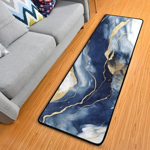 Miniatura 9 de MNSRUU Alfombra larga para pasillo colorido conchas en azul interior exterior alfombra antideslizante entrada alfombra para pasillo cocina piso 72 x