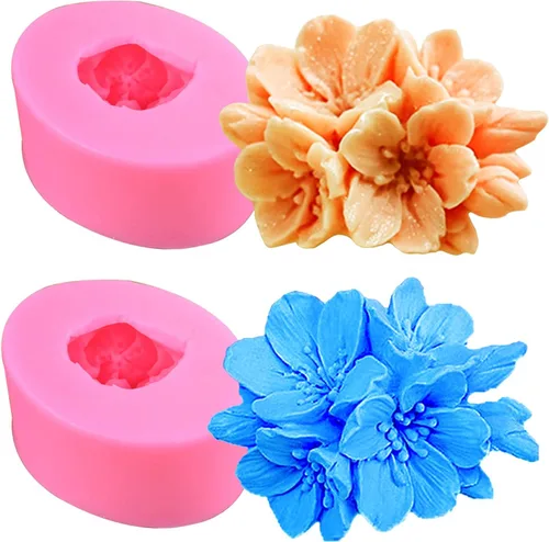 2 moldes de flores de silicona, moldes de flores de fondant, chocolate y caramelo, decoración de pasteles, moldes de silicona para fundición de 2