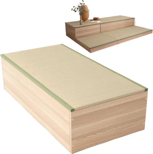 Miniatura 12 de EMOOR Cofre de almacenamiento de tatami de 23.6 pulgadas, caja de almacenamiento de 24 x 24 x 3.5 pulgadas (roble), banco de zapatos zen