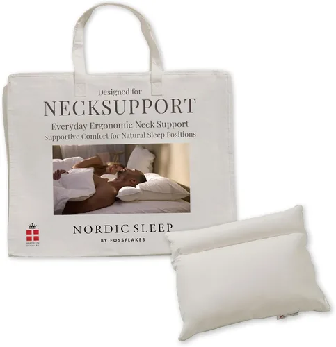 FOSSFLAKES Nordic Sleep - Almohada ortopédica ergonómica para alivio cervical, almohada cuadrada terapéutica, transpirable y lavable