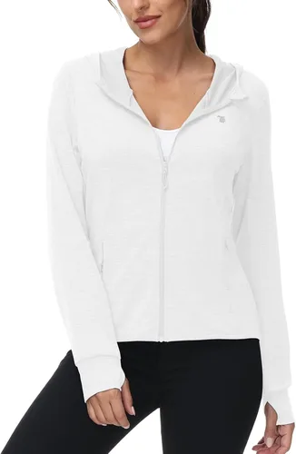 Miniatura 9 de TBMPOY Chaquetas con capucha y protección solar UPF 50+ para mujer, ligeras, de manga larga, para senderismo, exteriores, con cremallera completa