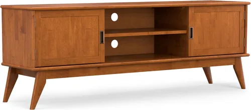 Miniatura 17 de SIMPLIHOME Draper Soporte de TV – Consola baja de madera maciza de 60 pulgadas de ancho en negro, centro de entretenimiento moderno de mediados