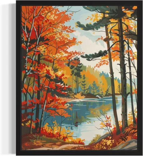 Miniatura 9 de Póster de paisaje, arte de pared retro vintage, galería de pintura de la naturaleza 22 (montañas Ades, 11 x 14 pulgadas, marco negro)