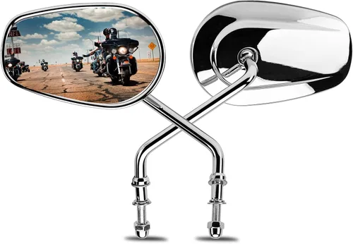 Miniatura 8 de LKV Espejos retrovisores para motocicleta, ajuste de 360 grados, espejos laterales de vástago largo para Harley Sportster Road King Softail Street