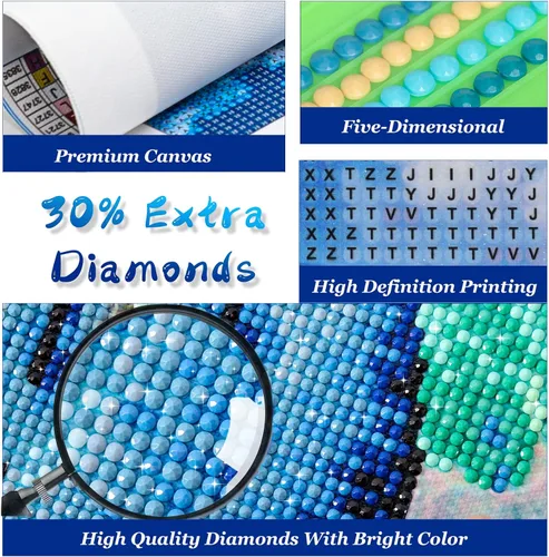 Miniatura 5 de Kit de pintura de diamantes para adultos con gemas de taladro completo redondo para decoración de pared del hogar, regalos de 12 x 16 pulgadas