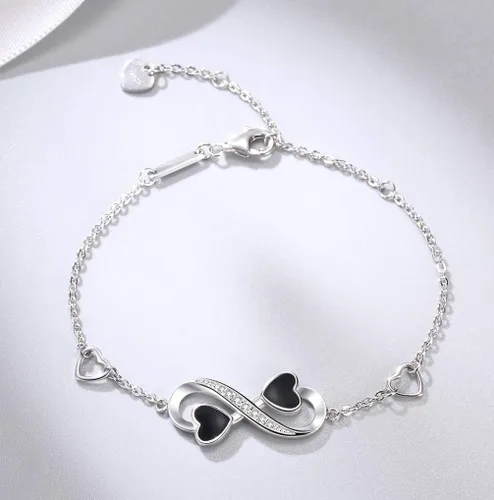 Miniatura 2 de OneSight Pulsera de corazón de amor infinito para mujer, plata de ley 925 ajustable con dije para siempre para mujeres y niñas