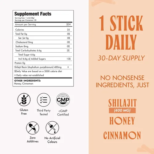 Miniatura 3 de Shilajit del Himalaya de 400 mg para hombres con miel, canela, barras energéticas para llevar y apoyo inmunológico para mujeres, 75% más de ácido