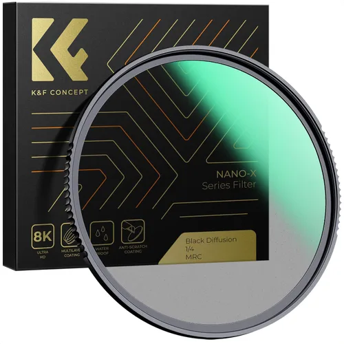 Miniatura 8 de K&F CONCEPT Filtro de difusión negro de 67mm con efecto cinematográfico de niebla de 1/4, filtro con 28 capas de revestimiento multicapa, resistente