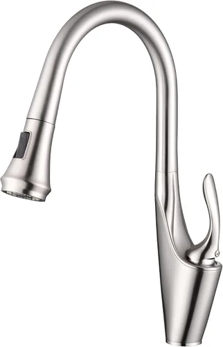 Miniatura 11 de sumerain Grifo de cocina de un solo orificio con rociador extraíble, grifo de fregadero de cocina de acero inoxidable de una sola manija, cromo