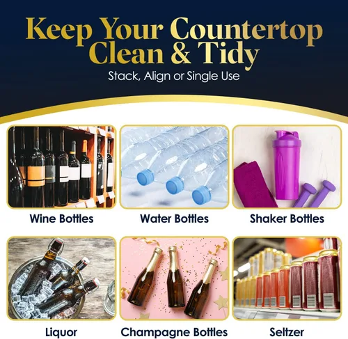 Miniatura 7 de Homeries Organizador de botellas de vino y agua, estante apilable para encimeras de cocina, mesa, despensa, refrigerador, bares, acrílico, estante