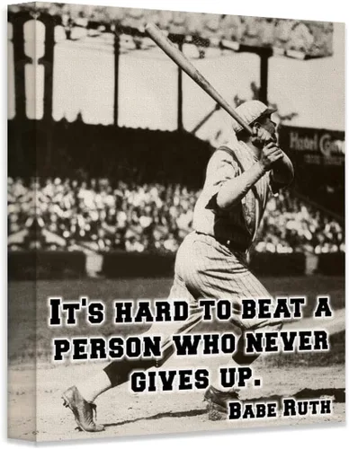Miniatura 10 de Babe Ruth It's Hard Baseball Quote - Impresión sin marco de 11 x 14 pulgadas, arte de pared deportivo vintage, póster inspirador de béisbol