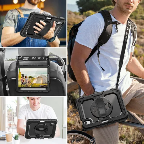 Miniatura 2 de HXCASEAC Funda para iPad mini 7 (A17 Pro)/iPad mini 6 de 8.3 pulgadas, protección de cuerpo completo con correa de transporte, correa de mano