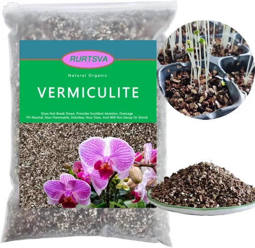 Vermiculita gruesa natural de 2 cuartos para plantas, mezcla mineral orgánica para macetas, hidroponía, terrarios, orquídeas, hongos o hábitats de
