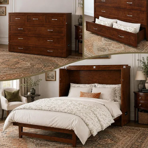 Miniatura 34 de AFI, Northfield Murphy Bed - Baúl de cama Twin XL con colchón de 6", cajón de almacenamiento y cargador USB integrado, ámbar quemado