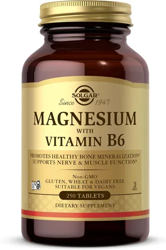 Solgar Magnesio con Vitamina B6, 250 Tabletas - Promueve la Mineralización Ósea Saludable, Apoya la Función Nerviosa y Muscular, Metabolismo