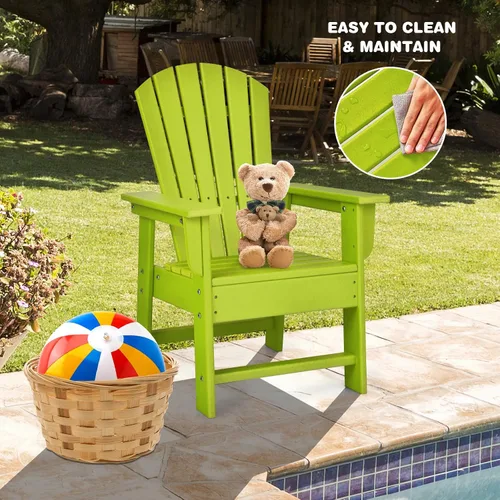 Miniatura 3 de Giantex Silla Adirondack para Niños, Silla de Patio de Césped de HDPE con Respaldo Ergonómico para Terraza, Porche, Patio Trasero, Junto a
