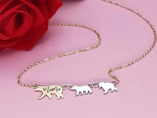 Miniatura 3 de Sweet Family - Collar con colgante para mamá y oso bebé, regalo para ella, mamá, madre, regalo para ella, Acero inoxidable, no conocido