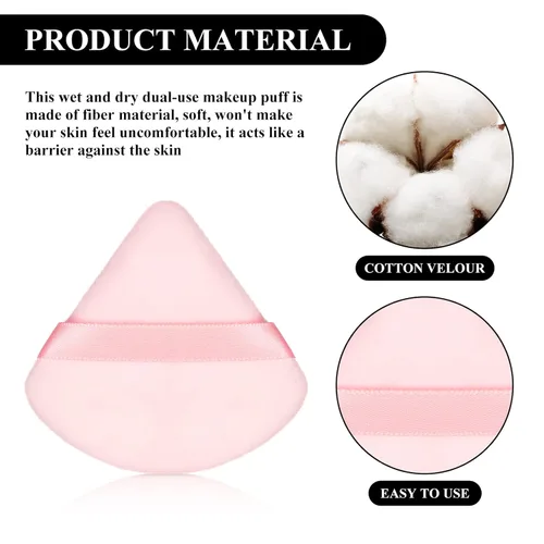 Miniatura 3 de Esponja para polvo de cara con forma de triángulo, 12 piezas, para polvo suelto, suave, base cosmética, esponja mineral para productos en polvo