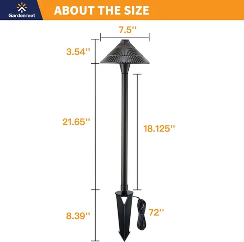 Miniatura 6 de Gardenreet Luces de camino de bajo voltaje de latón, luces LED de camino de paisaje, luces de patio al aire libre impermeables IP65, 12 V con cable