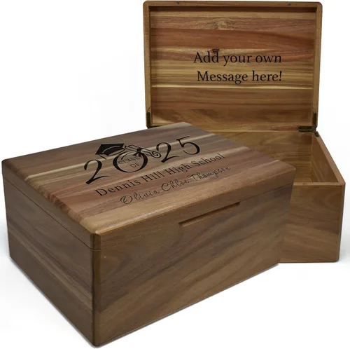 Miniatura 64 de Caja de madera grabada personalizada grande – Caja de recuerdo de madera de acacia con mensaje oculto personalizado, cajas de memoria de nogal