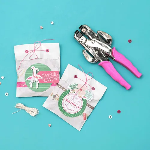 Miniatura 10 de We R Memory Keepers - Kit de perforador de ojales Crop-A-Dile, color rosa, incluye 100 ojales, mango cómodo, para agujeros de 1/8 o 3/16 pulgadas