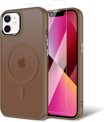 Miniatura 165 de Funda para iPhone 11 con protector de pantalla, compatible con MagSafe, ultra delgada, translúcida, mate, a prueba de golpes, color negro