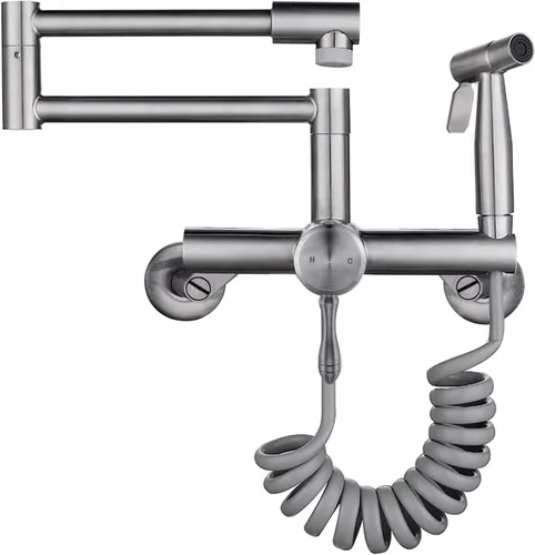 Grifo de fregadero de cocina de montaje en pared, centro de 4 pulgadas, 6 pulgadas/8 pulgadas, grifo comercial plegable, grifo de llenado de ollas