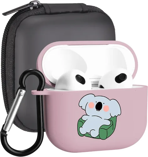 Miniatura 23 de Funda compatible con Airpods de 3ª generación, linda funda para Airpods 3, diseño de rana, protectora para mujeres y niñas con llavero para Apple