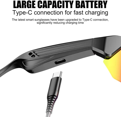 Miniatura 3 de OBEST Gafas de sol inteligentes deportivas, estilo auricular, gafas de ciclismo Bluetooth con lentes polarizadas, altavoces de música de oído