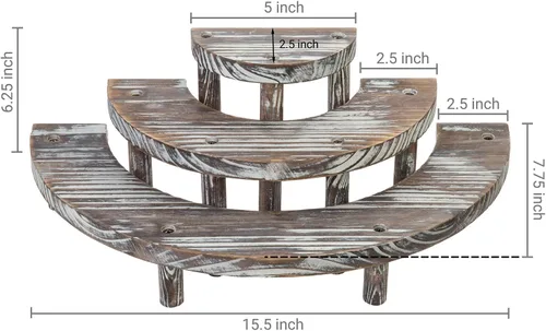 Miniatura 4 de MyGift Soporte de postre rústico de 3 niveles, elevadores de exhibición de magdalenas de semicírculo de madera quemada