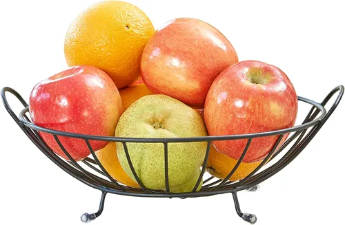 Spectrum Yumi - Frutero arqueado para mesa de comedor, encimera de cocina, organizador de frutas, soporte de cesta de frutas de alambre negro para
