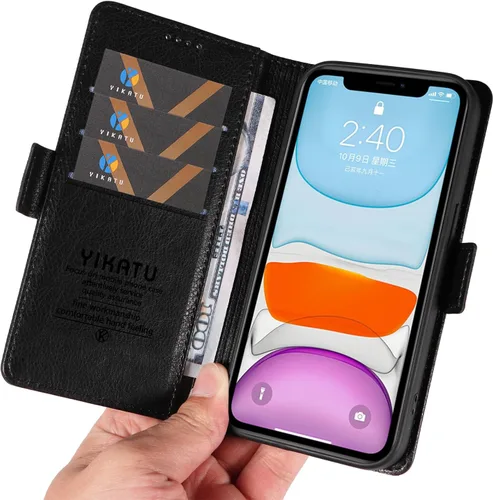 Miniatura 6 de Funda compatible con Redmi A1 4G, compatible con Redmi A1 4G Flip Stand Wallet PU Cuero Ranura para Tarjeta Cierre Magnético Funda Teléfono Negro