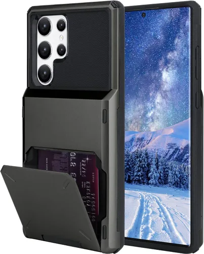 Miniatura 92 de Funda tipo cartera para Samsung Galaxy S22 Ultra con 4 ranuras para tarjetas de crédito a prueba de golpes, funda híbrida de protección reforzada