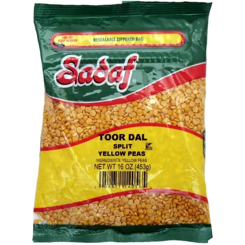 Sadaf Toor Dal - Guisantes partidos amarillos para cocinar y saborizar alimentos - Guisantes amarillos secos - Kosher - Bolsa resellable de 16 onzas