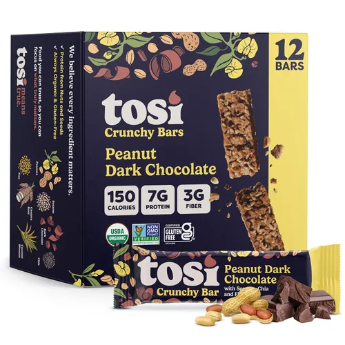 Miniatura 11 de Tosi Barras de nueces, almendra y arándano, aperitivos saludables para adultos y niños, barras crujientes a base de plantas (6 G de proteína)