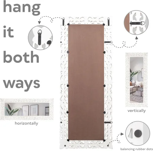 Miniatura 4 de JFY Designs Espejo de Pared y Acento Decoración de Pared - Espejo de Tocador con Marco de Madera Laminada, Espejos de Pared Montados Estilo Boho